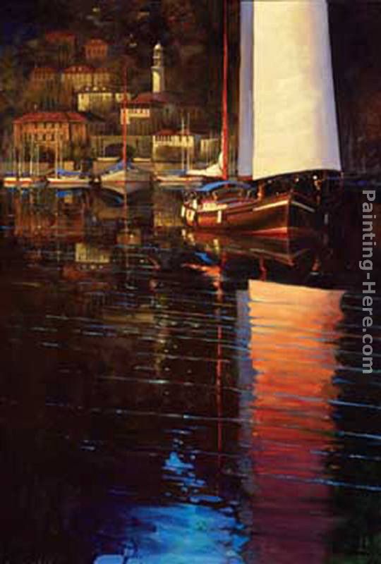 Lake Como Sunset Sail painting - Brent Lynch Lake Como Sunset Sail art painting
